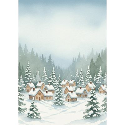 Free Christmas Card - Winter Village Scene