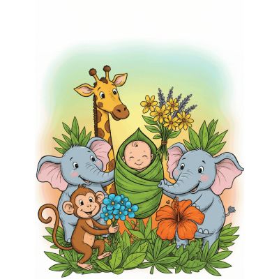 Free Baby Shower Card - Jungle Animals!