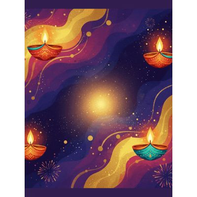 Free Diwali Card - Watercolor Lights & Joy!