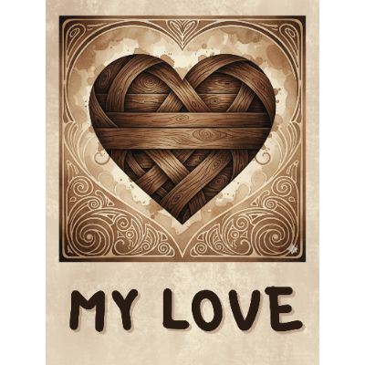Free Valentine's Card - Rustic Wooden Hearts Design