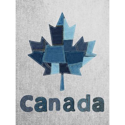 Free Canada Day Card - Denim Maple Leaf Design