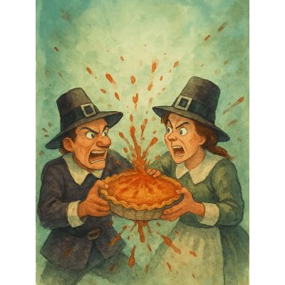 Free Thanksgiving Card - Funny Pie Fight!