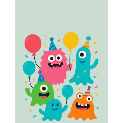 Free Kids Birthday Card - Monster Party Time!