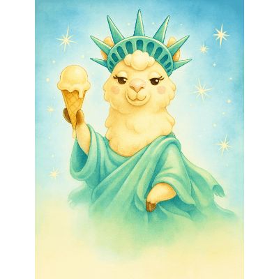 Free 4th July Card: Liberty Llama Laughs!