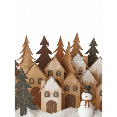 Free Christmas Card - Whimsical Cardboard Village!