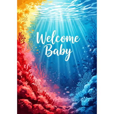 Free New Baby Card - Atlantis Coral Bloom Design