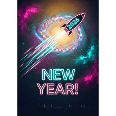 Free New Year Card - Rustic Rocket Celebration Online