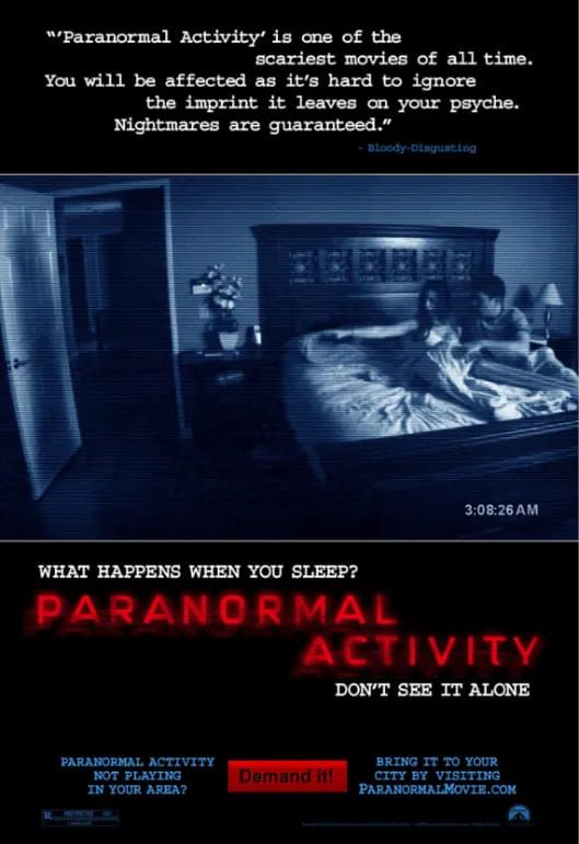 Naslovna slika horor filma Paranormal Activity(2007)
