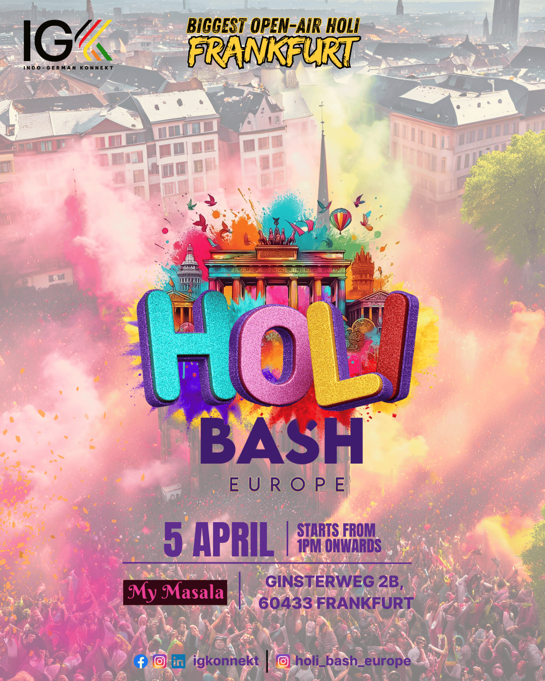 Open-Air Holi in Frankfurt - Festival of Colors | Food Stalls | Bollywood Music