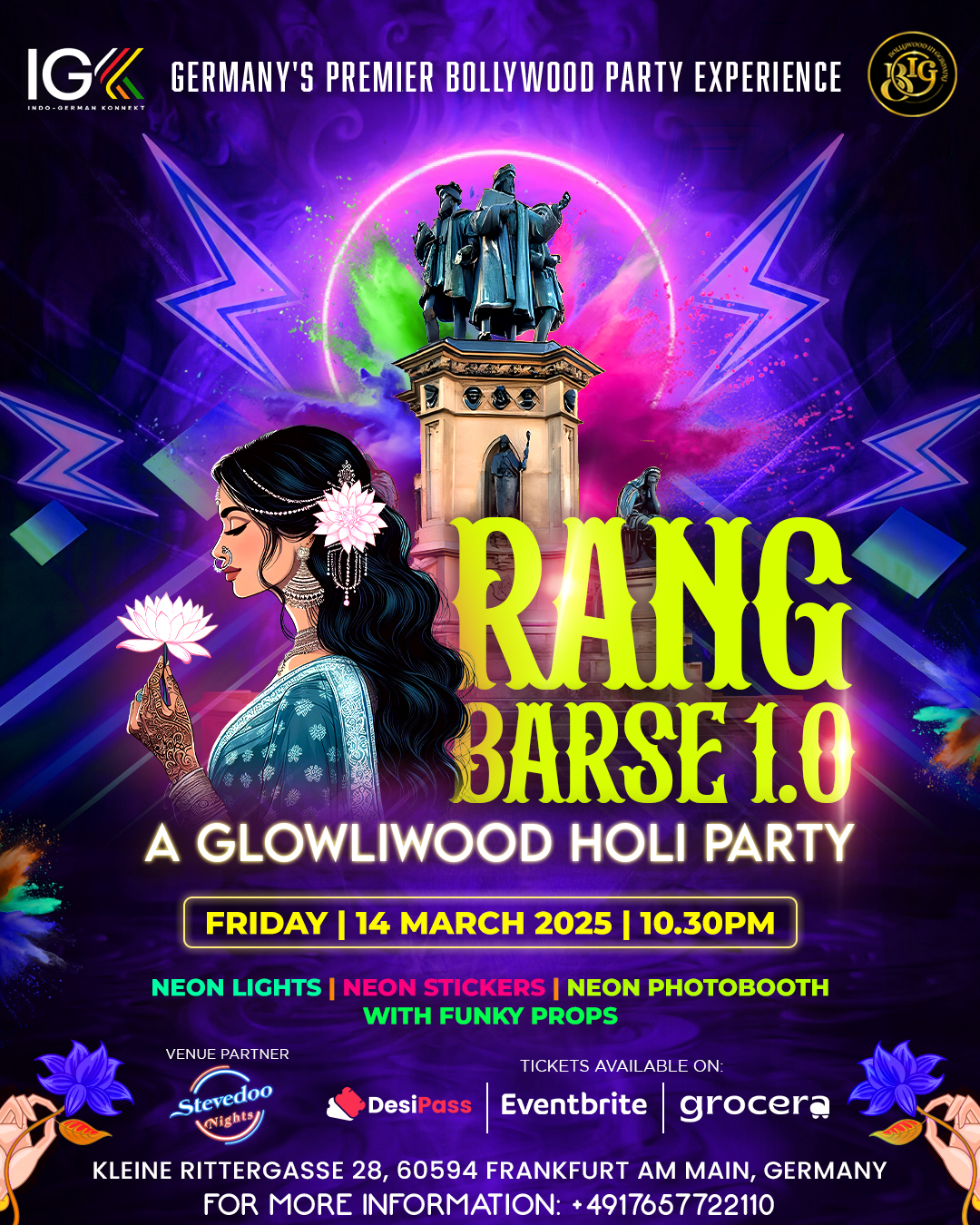 Rang Barse 1.0 - Neon Holi Party Frankfurt