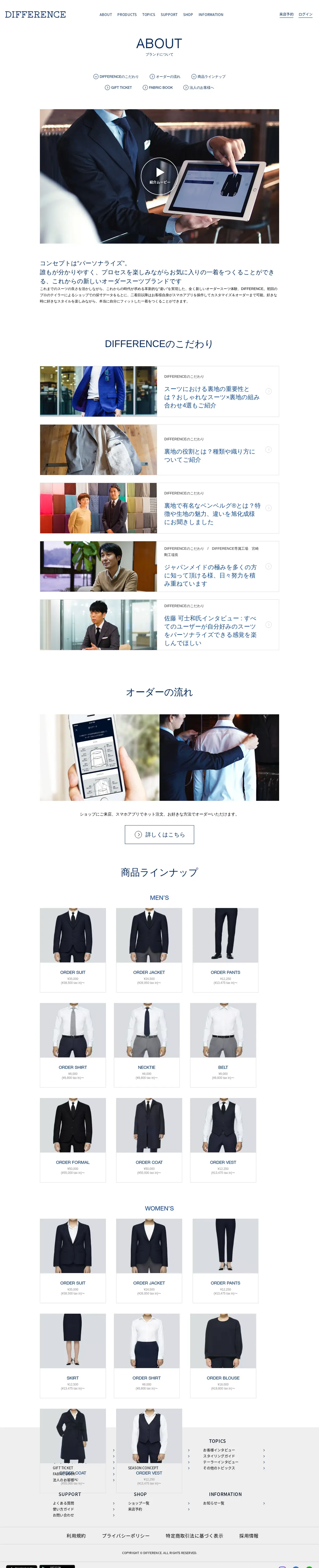 キャプチャ画面 会社名:株式会社コナカプロジェクト名:DIFFERENCE 画面名:アバウト・紹介 デバイス名:PC