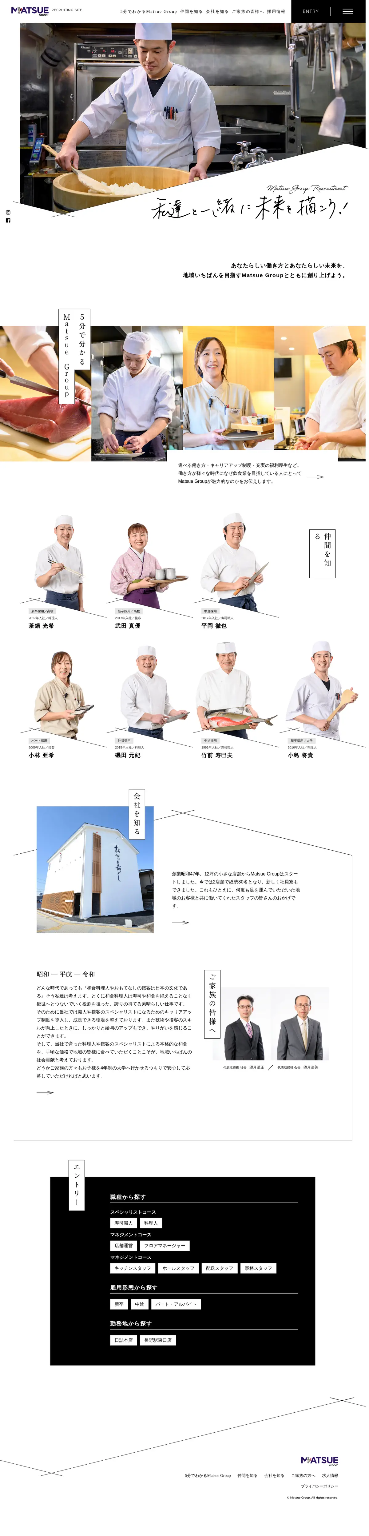 キャプチャ画面 会社名:株式会社まつえプロジェクト名:MATSUE GROUP 採用サイト 画面名:A デバイス名:PC