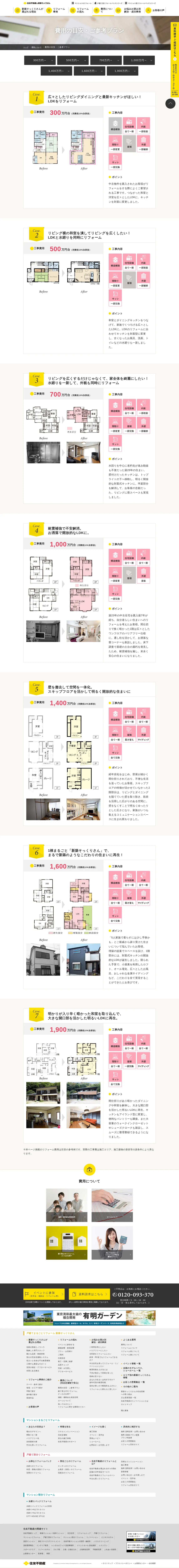 キャプチャ画面 会社名:住友不動産株式会社プロジェクト名:住友不動産のリフォーム 画面名:料金プラン一覧 デバイス名:PC