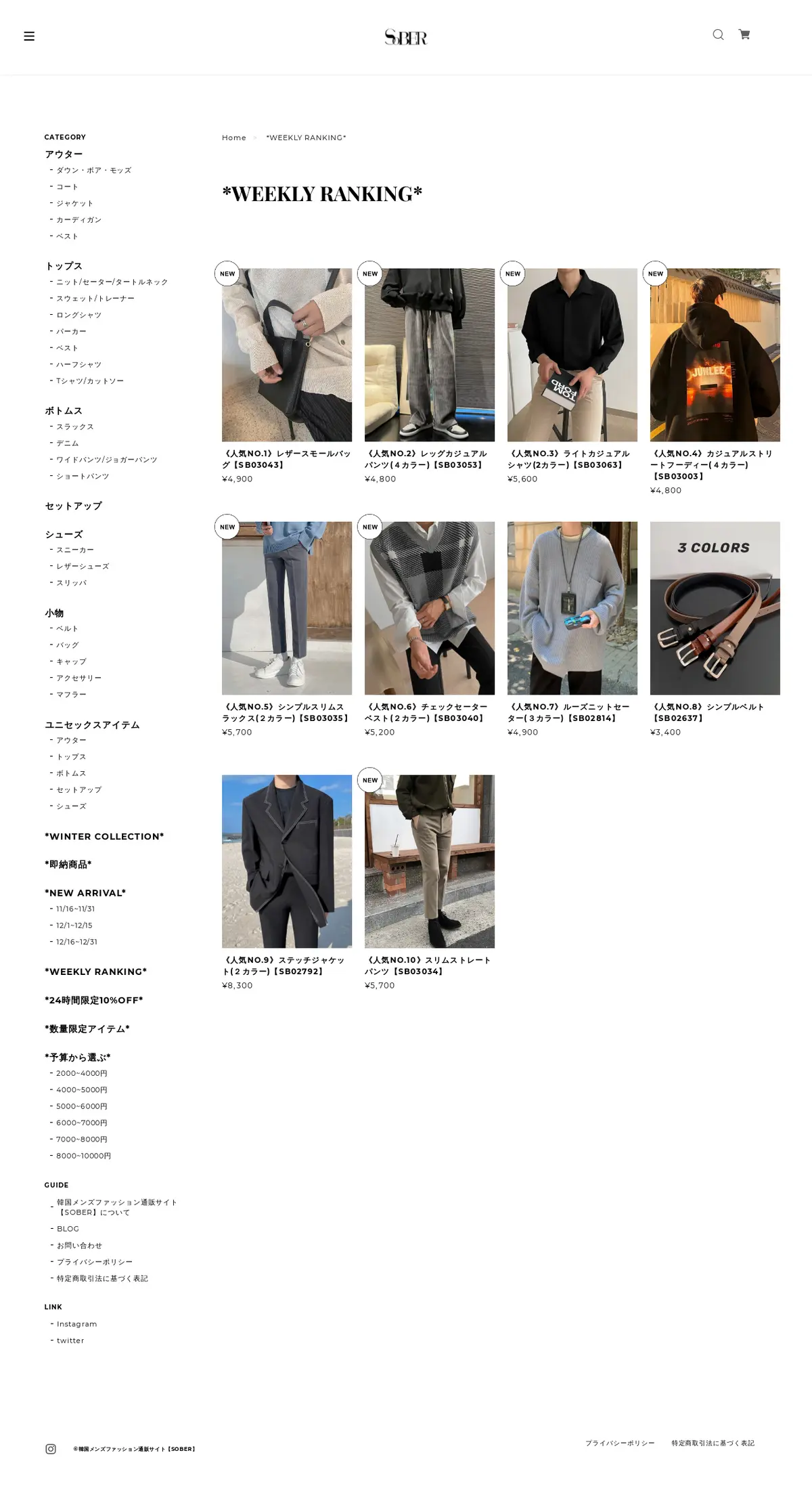 キャプチャ画面 会社名:SOBERプロジェクト名:SOBER 画面名:ランキング一覧 デバイス名:PC