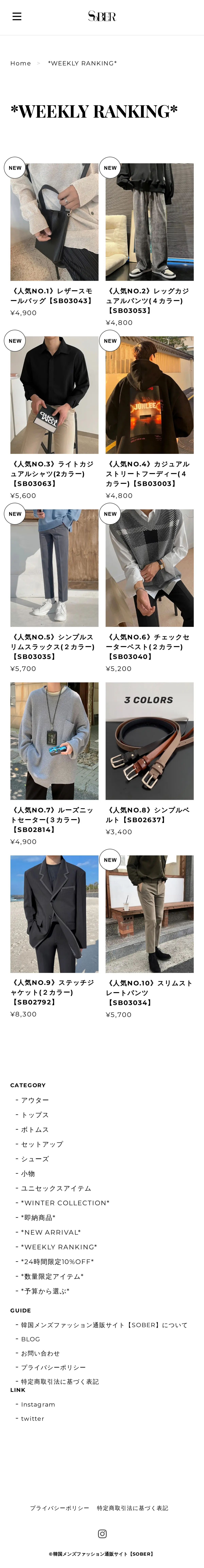 キャプチャ画面 会社名:SOBERプロジェクト名:SOBER 画面名:ランキング一覧 デバイス名:SP