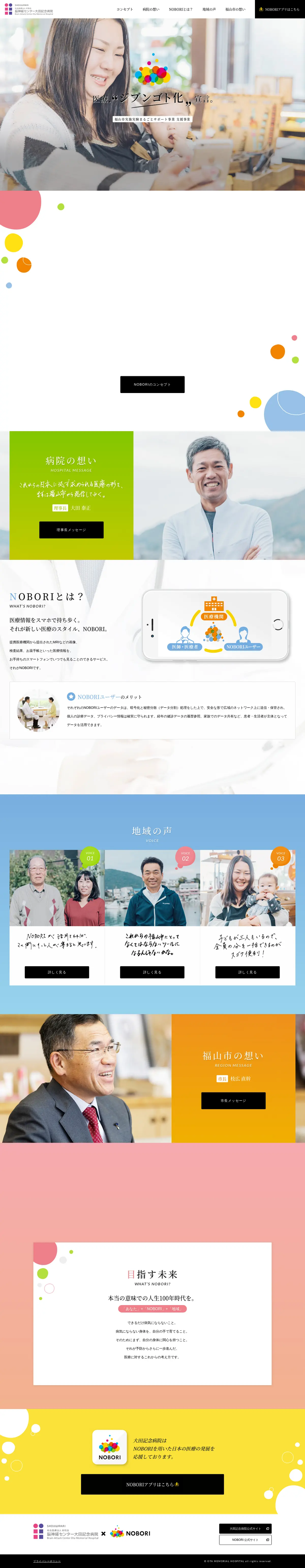 キャプチャ画面 会社名:社会医療法人 祥和会プロジェクト名:NOBORI×大田記念病院 画面名:A デバイス名:PC