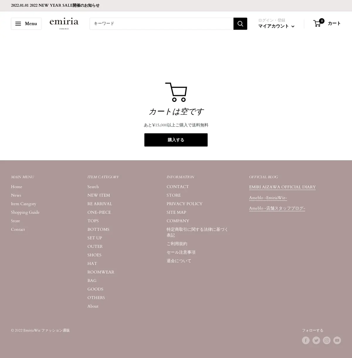 キャプチャ画面 会社名:株式会社 voyageプロジェクト名:EmiriaWiz 画面名:カート入力 デバイス名:PC