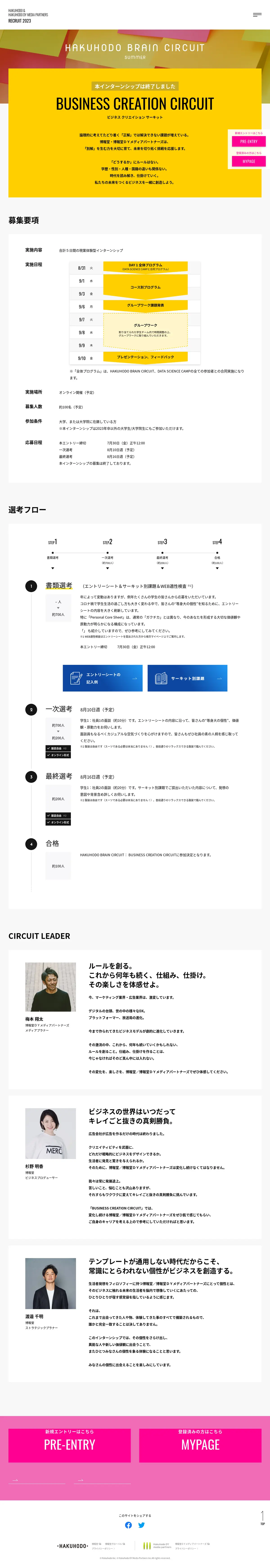 キャプチャ画面 会社名:株式会社　博報堂プロジェクト名:HAKUHODO & HAKUHODO DY MEDIA PARTNERS RECRUIT 2021 画面名:A デバイス名:PC