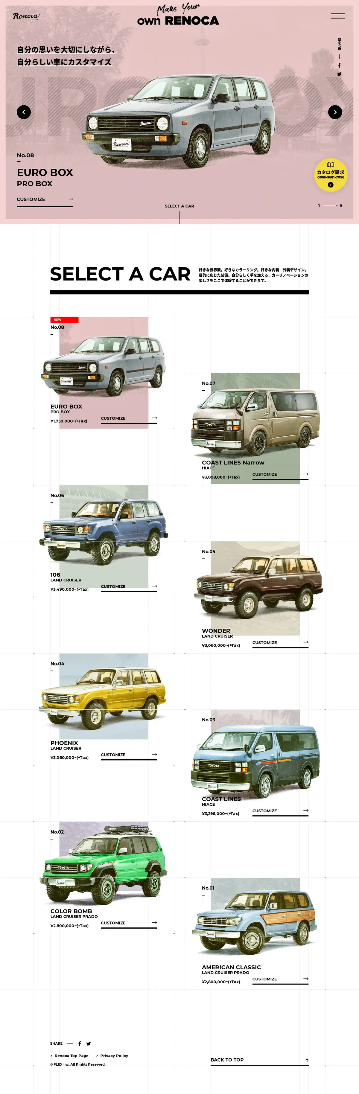 キャプチャ画面 会社名:フラックス株式会社プロジェクト名:RENOCA 画面名:A デバイス名:PC