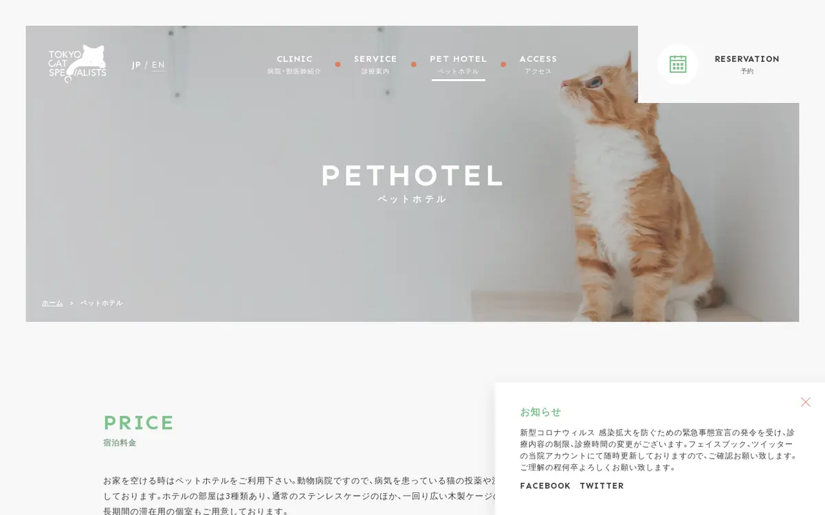 キャプチャ画面 会社名:Tokyo Cat Specialistsプロジェクト名:Tokyo Cat Specialists 画面名:店舗詳細 デバイス名:PCカテゴリ:動物・ペットタグ:店舗詳細