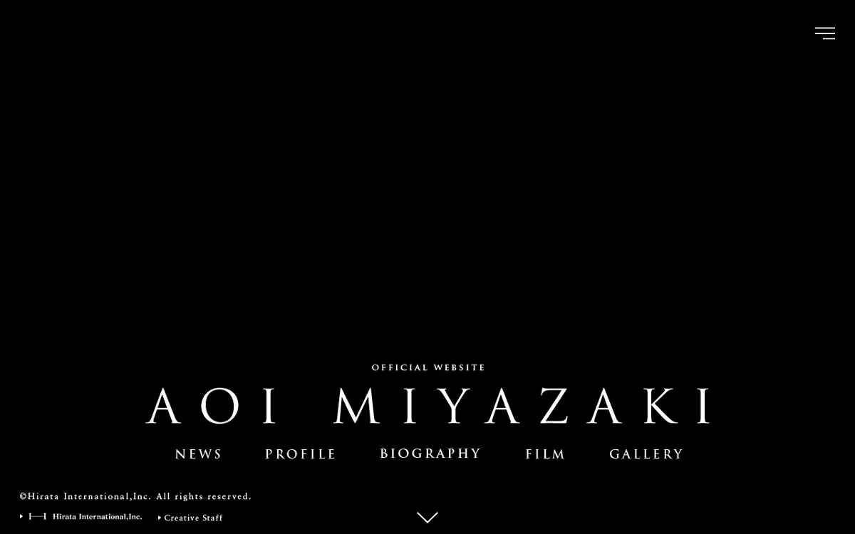 キャプチャ画面 会社名:株式会社ヒラタインターナショナルプロジェクト名:AOI MIYAZAKI official website 画面名:A デバイス名:PCカテゴリ:芸能・芸術・音楽タグ:A,PC