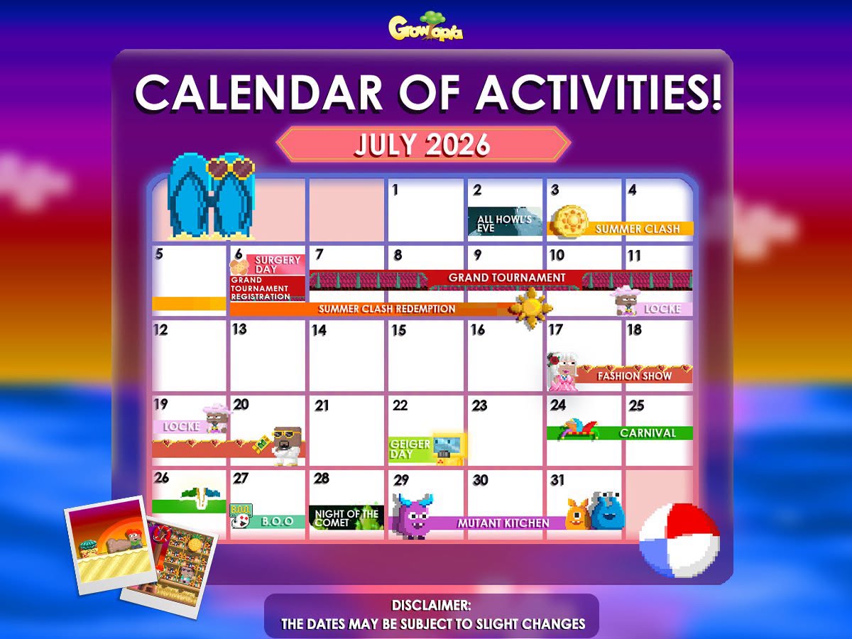 Growtopia Calendar of Activities – July 2026