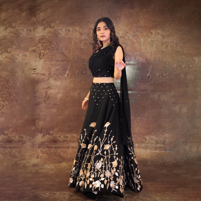 Midnight Bloom Elegance in Black by Gaurav Dipika