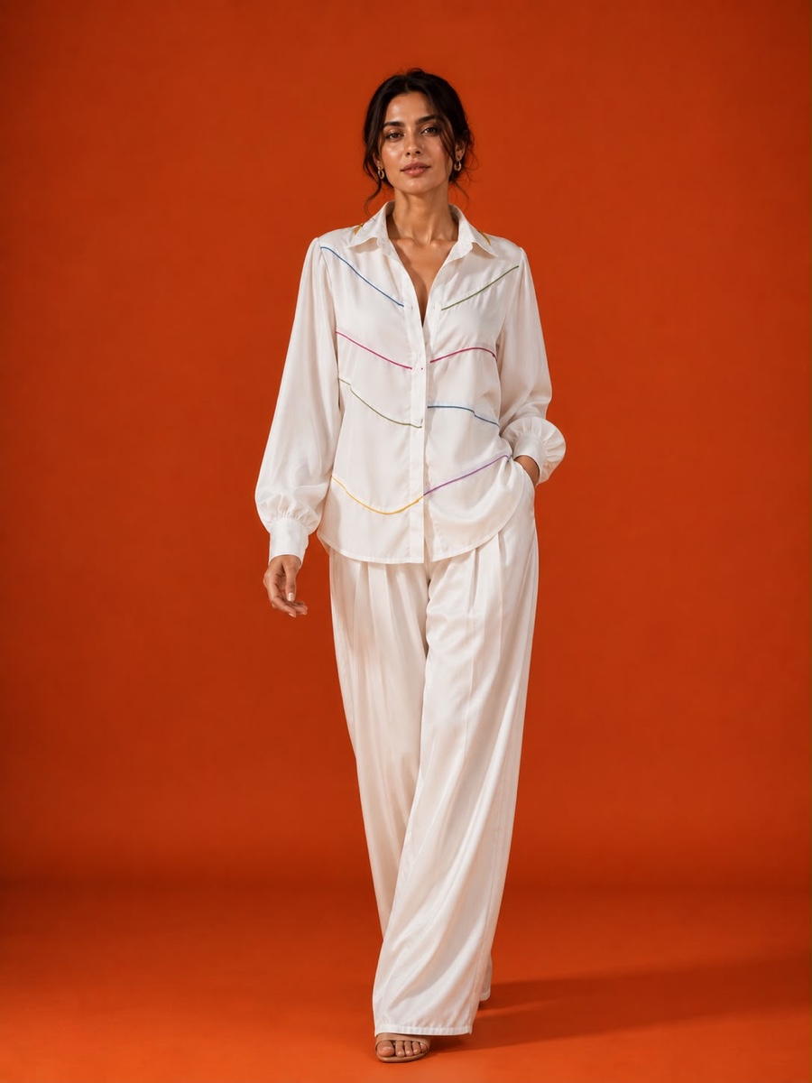 Canvas Good Vibes Only white embroidered shirt by Gaurav Dipika
