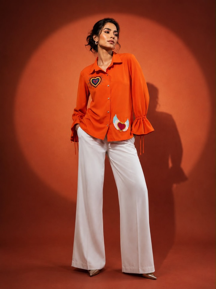 Canvas – Heart Story Shirt in Burnt Orange by Gaurav Dipika