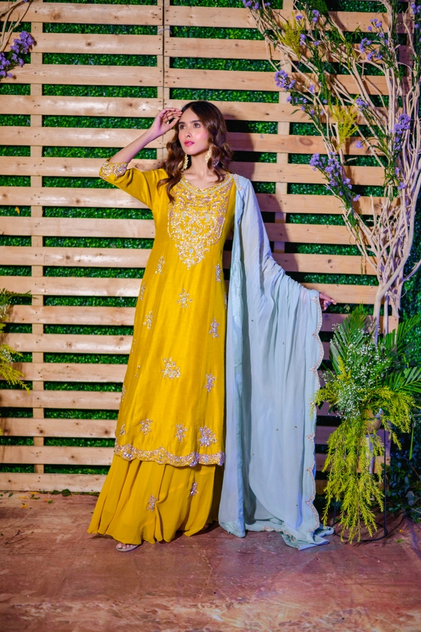 Mustard Meadow Elegance in Mustard Yellow by Gaurav Dipika