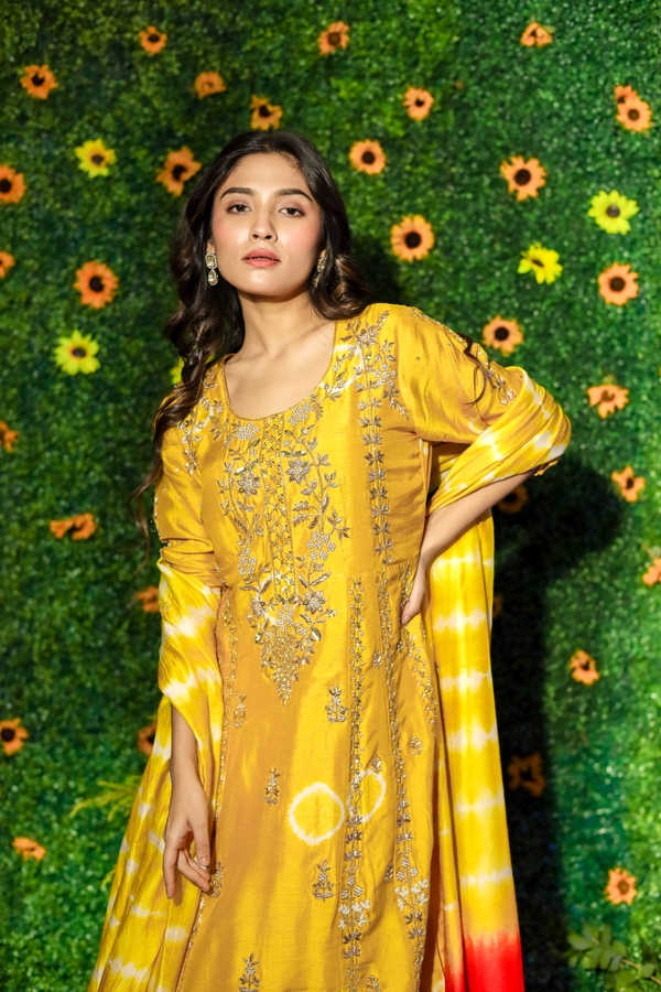 Sunshine Tie-Dye Radiance in Mustard Yellow by Gaurav Dipika