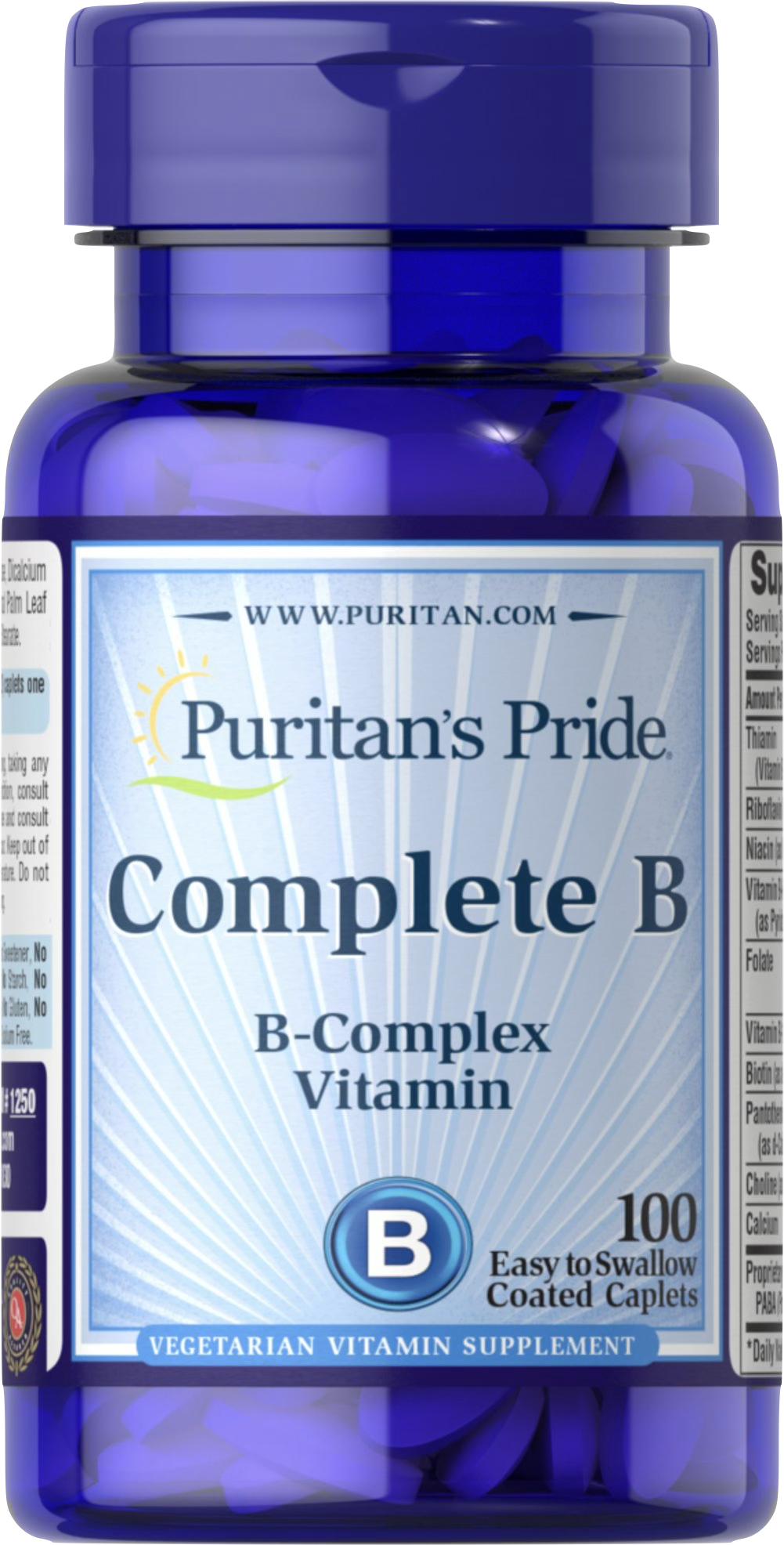 Puritan's Pride Complejo B 100 comprimidos recubiertos - vista frontal