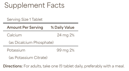 Puritan's Pride Citrato de Potasio 99 mg 100 comprimidos - información nutricional e ingredientes
