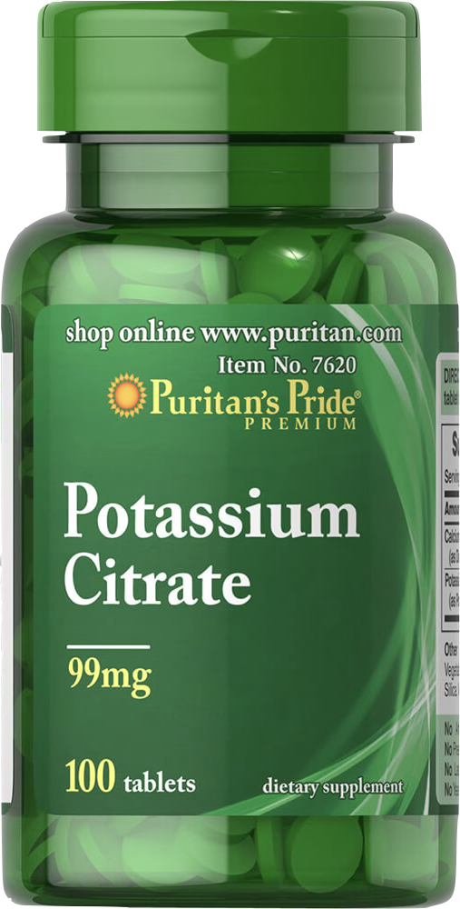 Puritan's Pride Citrato de Potasio 99 mg 100 comprimidos - vista frontal