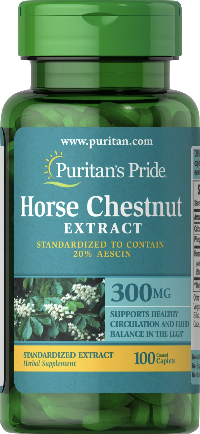 Puritan's Pride Castaño de Indias 300 mg 100 comprimidos recubiertos - vista frontal