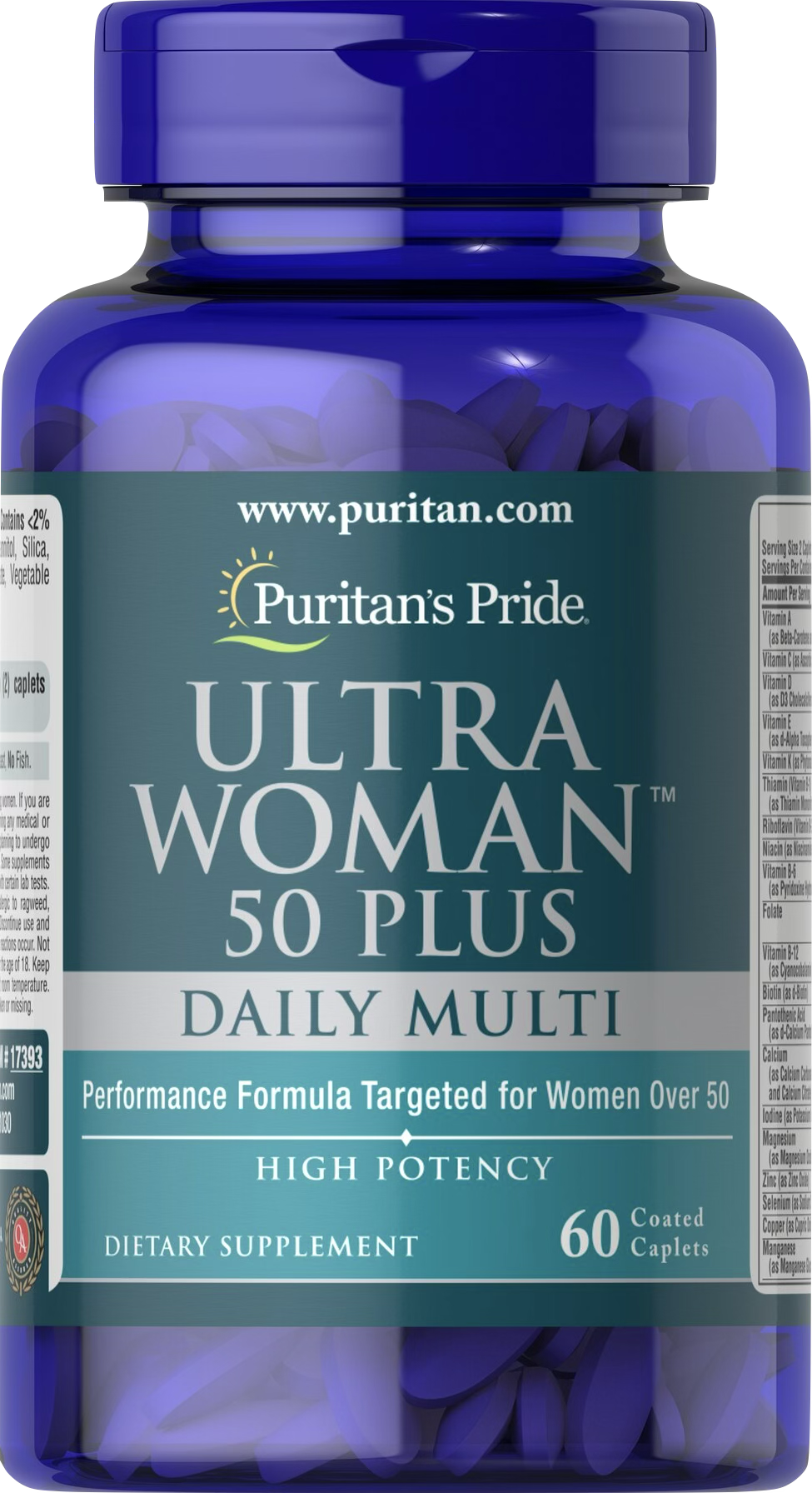 Puritan's Pride Ultra Woman 50 Plus Multivitamínico para Mujeres +50 60 comprimidos recubiertos - vista frontal