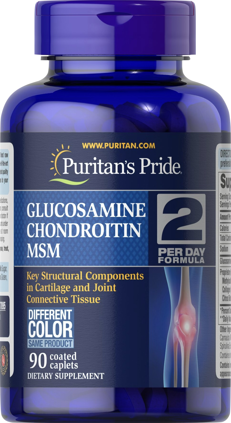 Puritan's Pride Glucosamina, Condroitina y MSM 90 comprimidos 90 comprimidos recubiertos - vista frontal