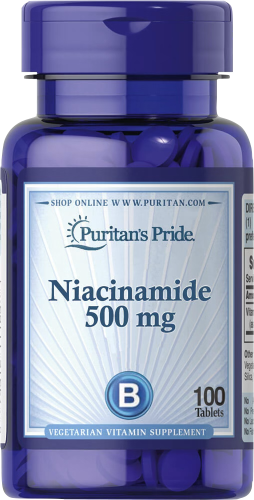 Puritan's Pride Niacinamida B3 500 mg 100 comprimidos - vista frontal
