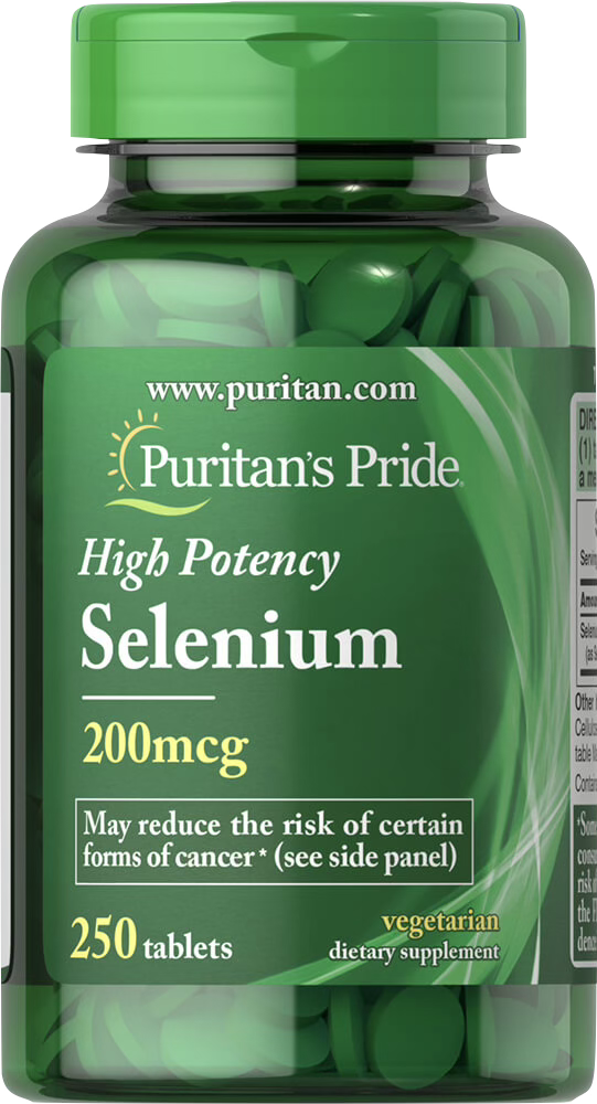 Puritan's Pride Selenio 200 mcg 250 comprimidos - vista frontal