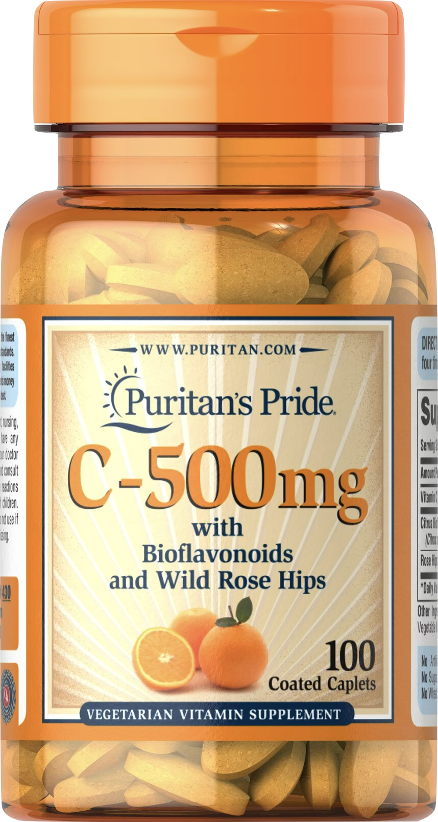 Puritan's Pride Vitamina C 500 mg 100 comprimidos recubiertos - vista frontal