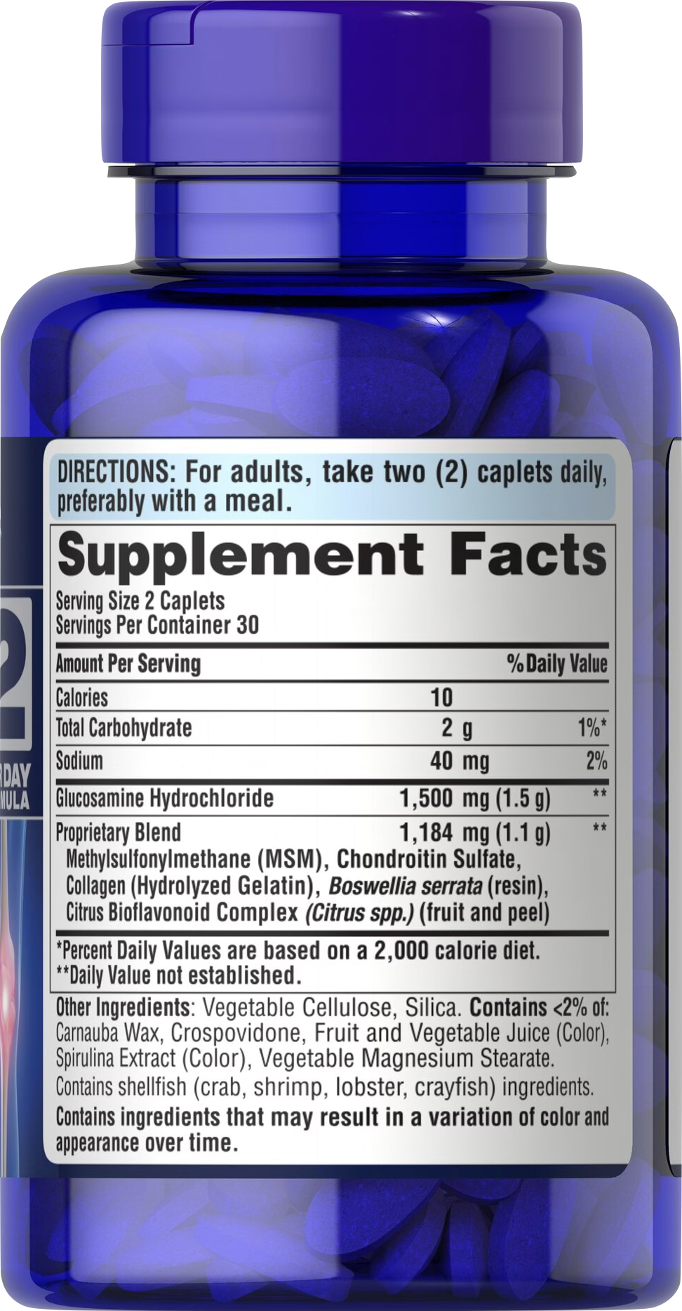 Puritan's Pride Glucosamina, Condroitina y MSM 60 comprimidos 60 comprimidos recubiertos - información nutricional e ingredientes