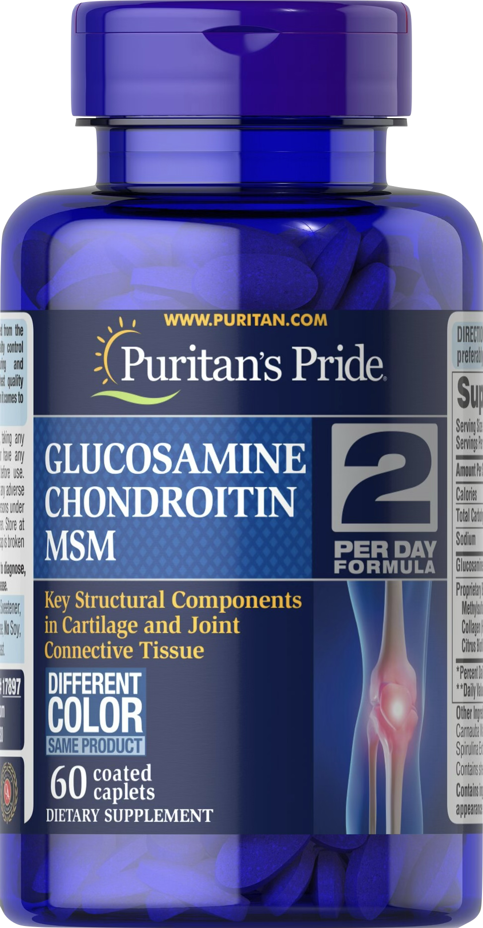 Puritan's Pride Glucosamina, Condroitina y MSM 60 comprimidos 60 comprimidos recubiertos - vista frontal