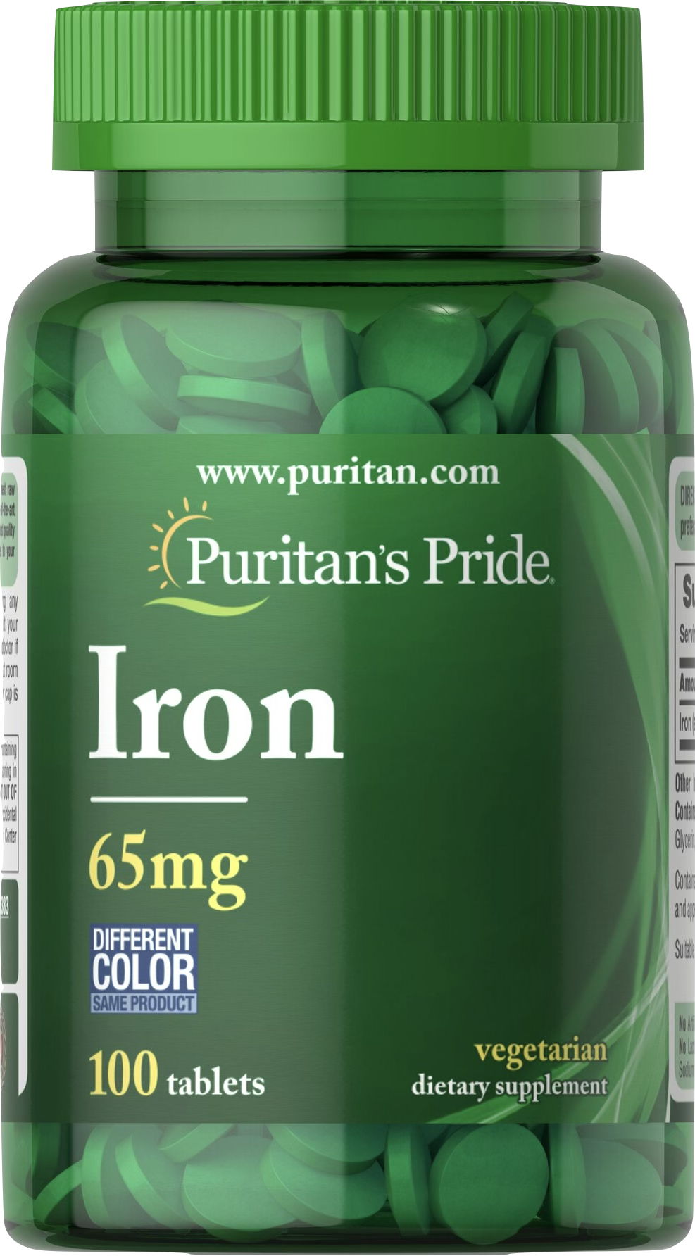 Puritan's Pride Hierro 65 mg 100 comprimidos - vista frontal