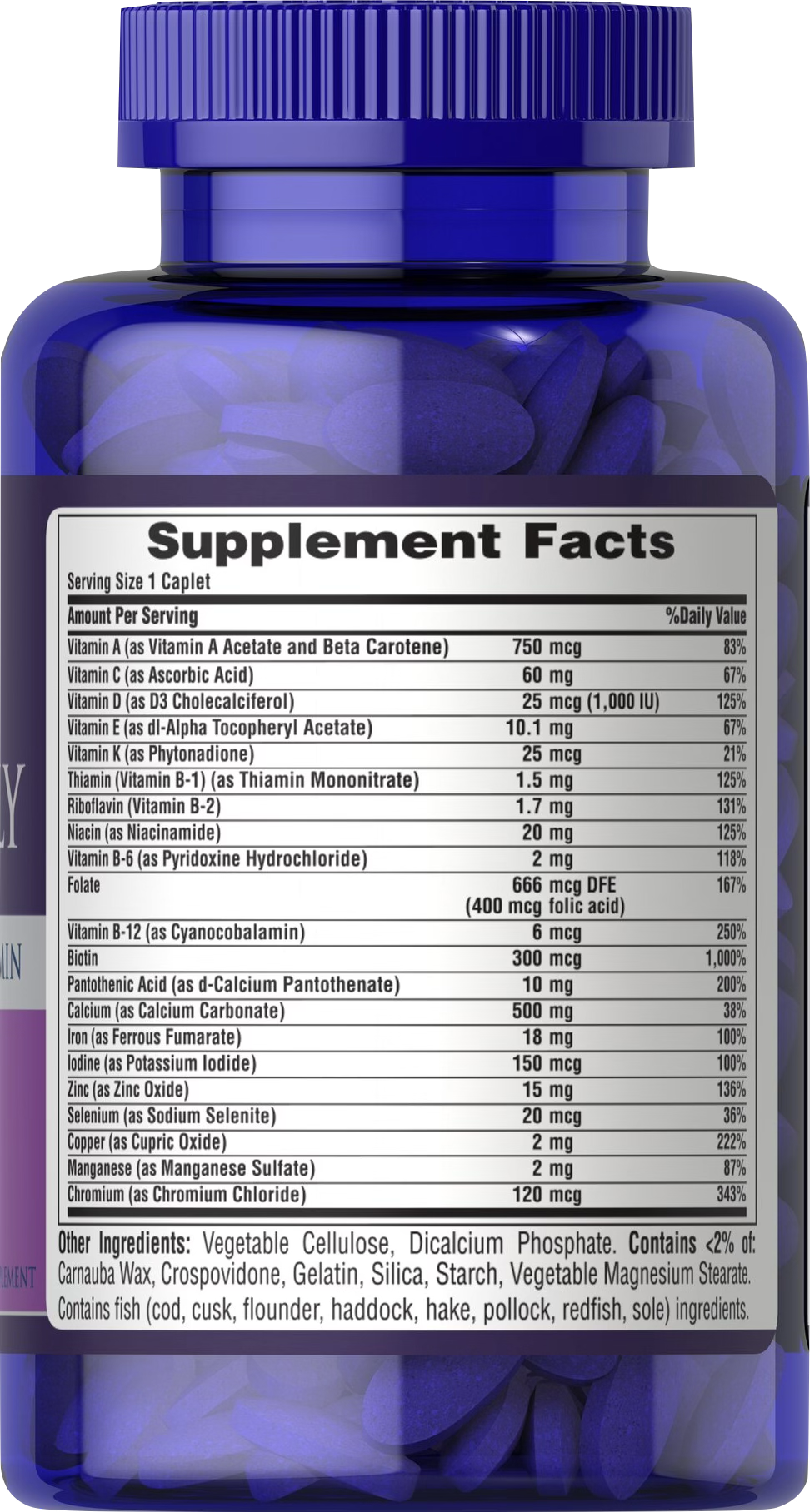 Puritan's Pride Multivitaminas para Mujeres 100 comprimidos recubiertos - información nutricional e ingredientes