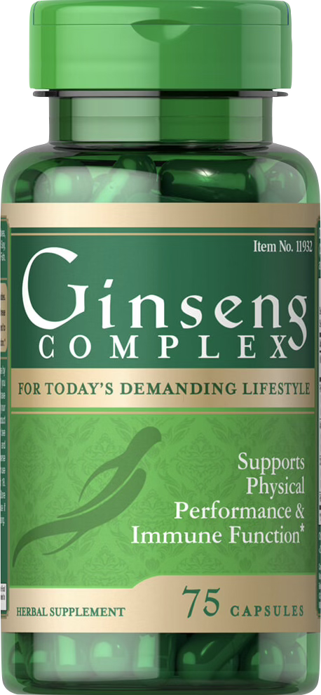 Puritan's Pride Complejo de Ginseng con Jalea Real 75 cápsulas - vista frontal