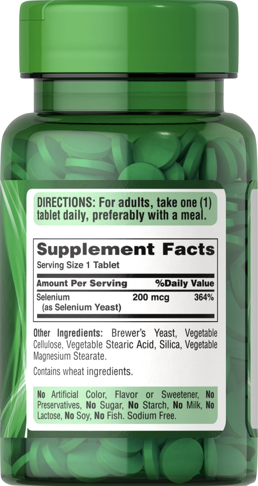 Puritan's Pride Selenio 200 mcg 100 comprimidos - información nutricional e ingredientes