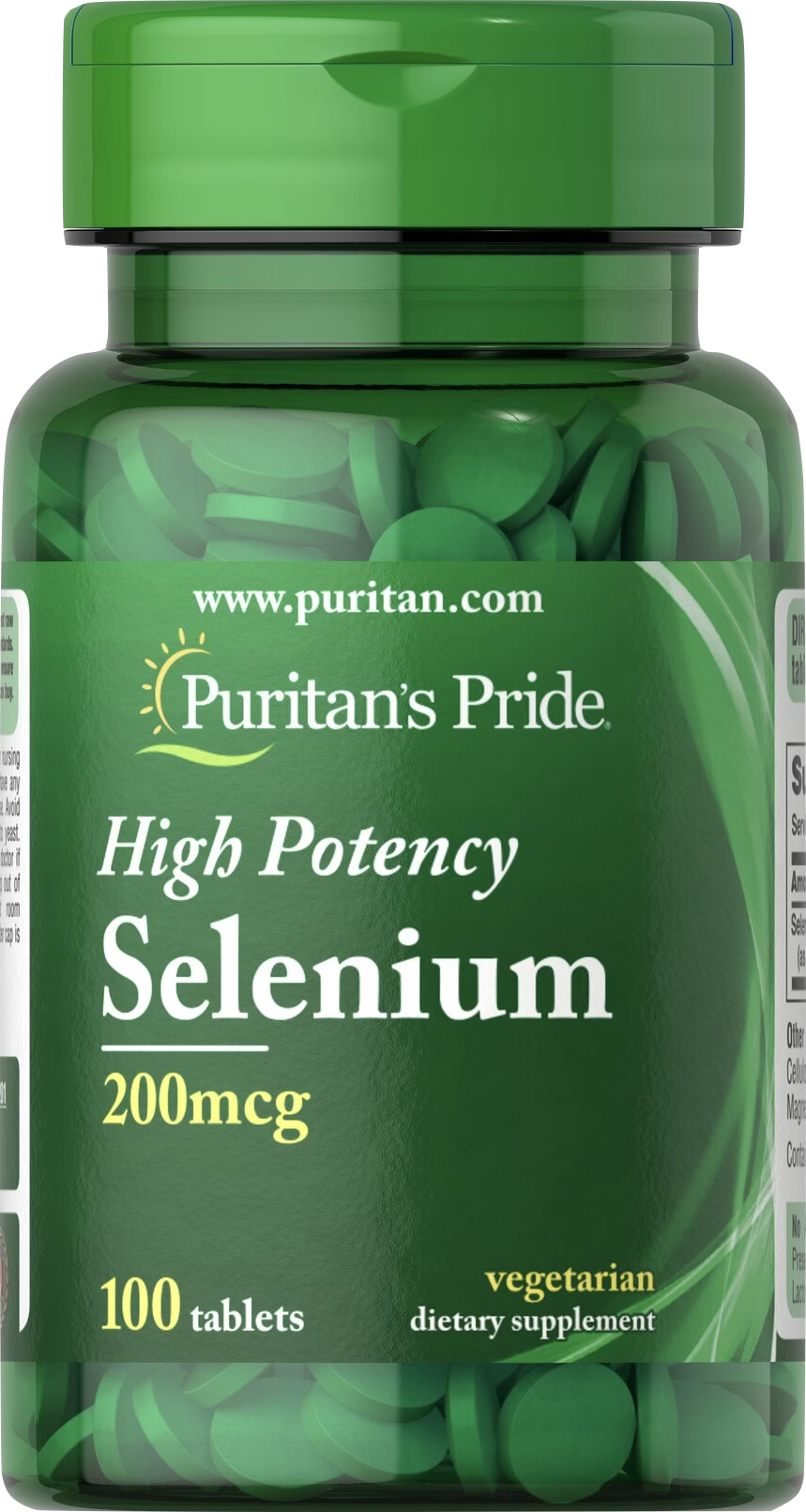 Puritan's Pride Selenio 200 mcg 100 comprimidos - vista frontal