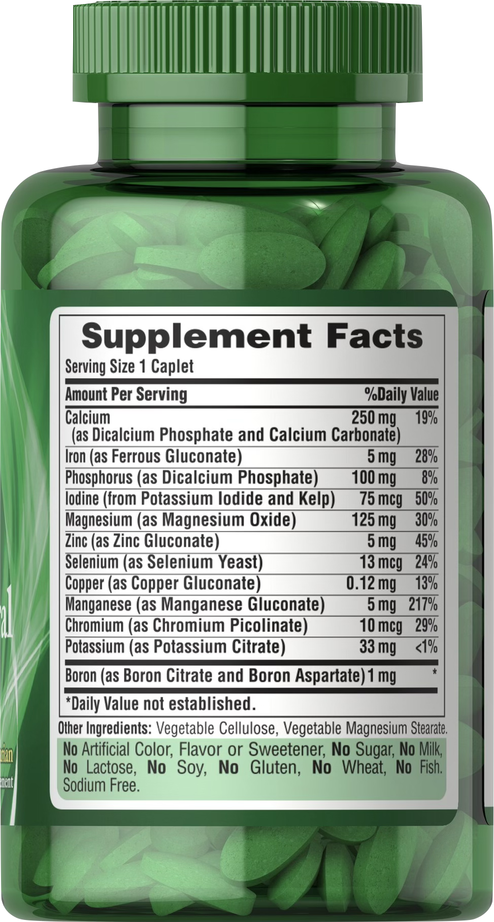 Puritan's Pride Super Multiminerales Quelado 100 comprimidos recubiertos - información nutricional e ingredientes
