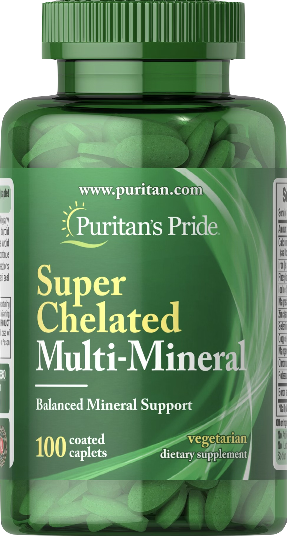 Puritan's Pride Super Multiminerales Quelado 100 comprimidos recubiertos - vista frontal