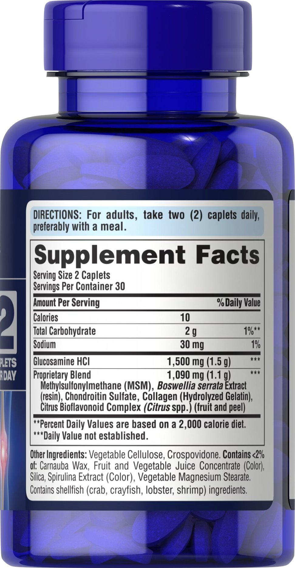 Puritan's Pride Glucosamina, Condroitina, MSM y Boswellia 60 comprimidos 60 comprimidos recubiertos - información nutricional e ingredientes